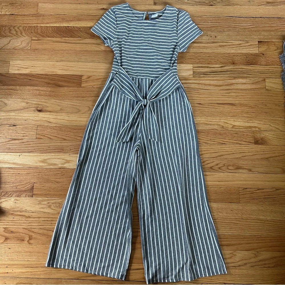 Arizona Jean Co. Striped Gray Wide Leg Jumpsuit Sz XL / 16